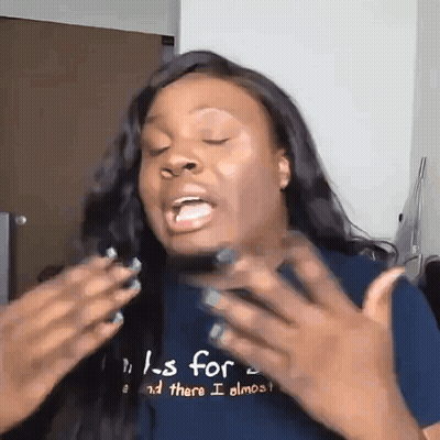 A Woman Is Wearing A Shirt That Says Ls For And There I Almost . GIF