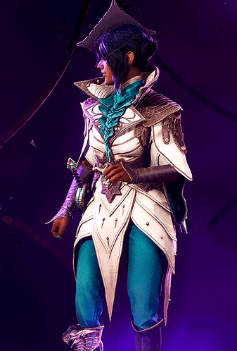 A Woman Is Wearing A White And Blue Outfit With A Purple Background GIF