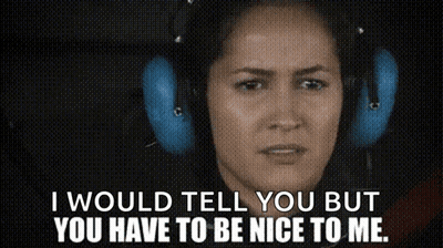 A Woman Is Wearing Headphones And Says I Would Tell You But You Have To Be Nice To Me GIF