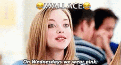 A Woman Is Wearing Pink On Wednesdays While Talking To A Group Of People . GIF