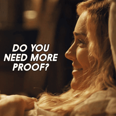 A Woman Laying In Bed With The Words " Do You Need More Proof " Above Her GIF
