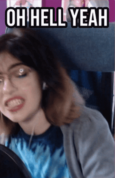 A Woman Making A Funny Face With The Words Oh Hell Yeah Below Her GIF