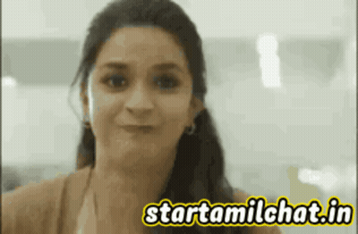 A Woman Making A Funny Face With The Words Starttamilchat.in Above Her GIF