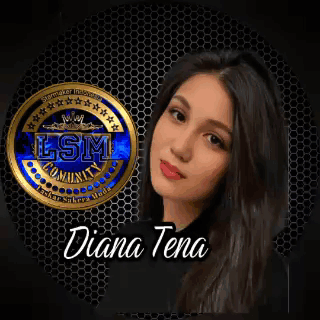 A Woman Named Diana Tena Is Standing In Front Of A Lsm Logo GIF