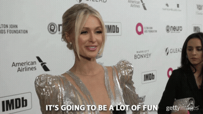 A Woman On A Red Carpet With The Words It 'S Going To Be A Lot Of Fun Written Below Her GIF