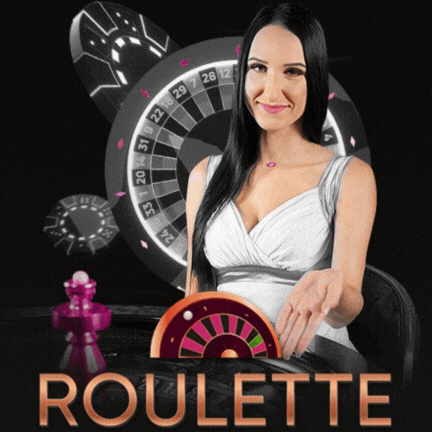 A Woman Playing Roulette With The Word Roulette On The Bottom Right GIF