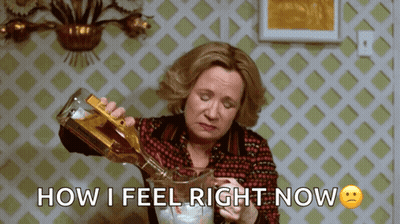 A Woman Pouring A Bottle Of Alcohol Into A Pitcher With The Words " How I Feel Right Now " Below Her GIF