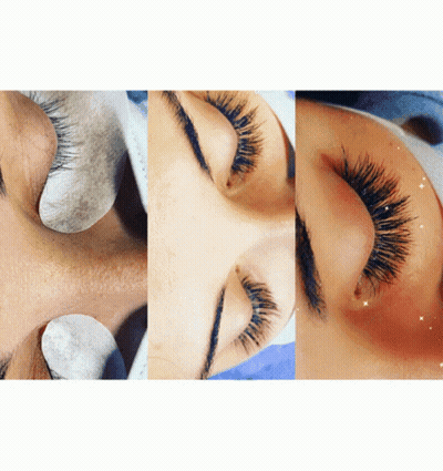 A Woman 'S Eyelashes Are Shown Before And After A Treatment GIF
