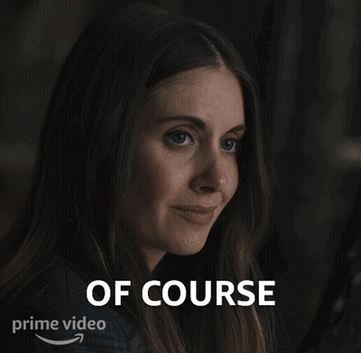 A Woman 'S Face Is Next To The Words Of Course GIF