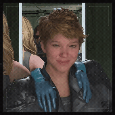 A Woman 'S Face Is Shown In A Video Game With The Number 85.0 On The Bottom Right GIF