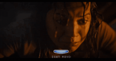 A Woman 'S Face Is Shown With The Words " Do N't Move " On The Bottom Right GIF