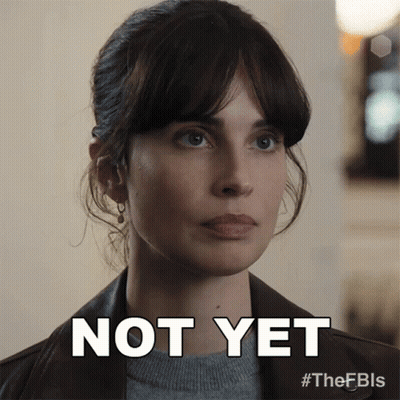 A Woman 'S Face Is Shown With The Words Not Yet Above Her GIF