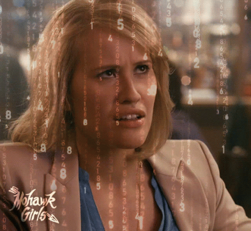 A Woman 'S Face Is Surrounded By Numbers And The Word Mohawk Girls Is On The Bottom GIF