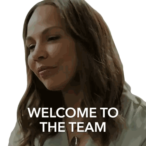 A Woman 'S Face With The Words Welcome To The Team Behind Her Sticker