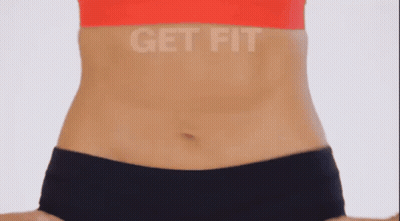 A Woman 'S Stomach Is Shown With The Words Get Fit On It GIF