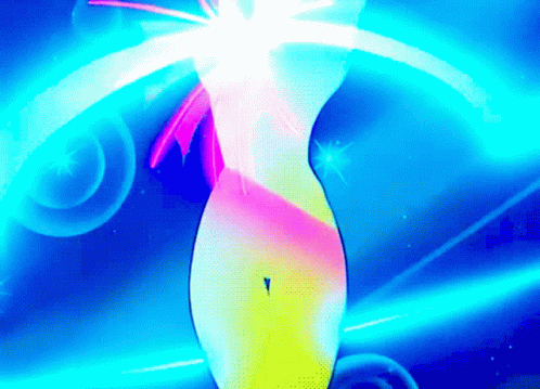 A Woman 'S Torso Is Surrounded By A Blue Light GIF