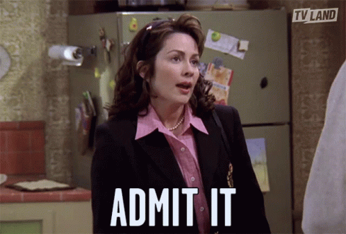 A Woman Says Admit It In Front Of A Tv Land Advertisement GIF