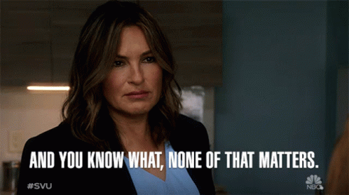 Woman Saying None Of That Matters On Screen GIF