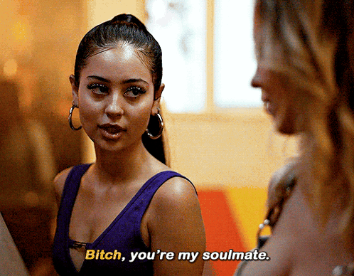 A Woman Says Bitch You 'Re My Soulmate While Talking To Another Woman GIF