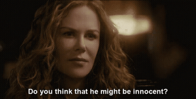 A Woman Says Do You Think That He Might Be Innocent In A Black And White Photo GIF
