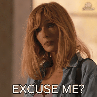 A Woman Says Excuse Me In A Paramount Advertisement GIF