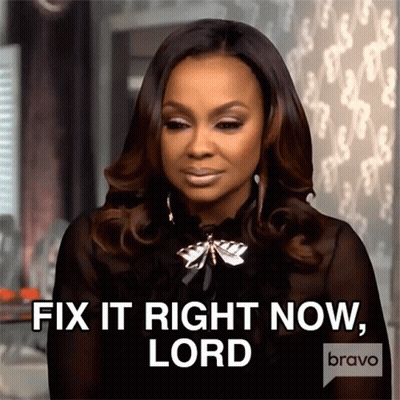 A Woman Says " Fix It Right Now Lord " In Front Of A Bravo Logo GIF