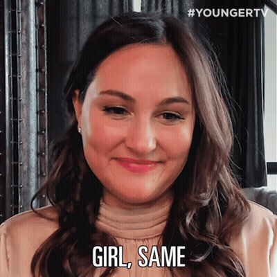 A Woman Says " Girl Same " In Front Of A Youngertv Logo GIF