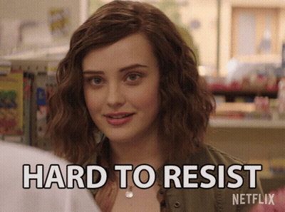 A Woman Says Hard To Resist In Front Of A Netflix Ad GIF