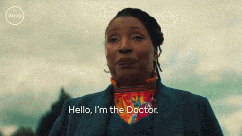 A Woman Says Hello I 'M The Doctor In A Who Advertisement GIF