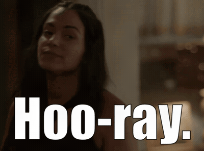 A Woman Says Hoo-Ray While Looking At Something GIF