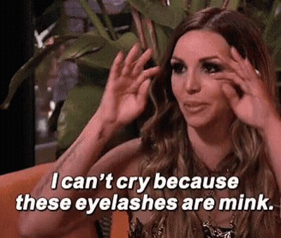 A Woman Says I Can 'T Cry Because These Eyelashes Are Mink . GIF