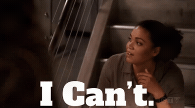 A Woman Says I Can 'T In Front Of Stairs GIF