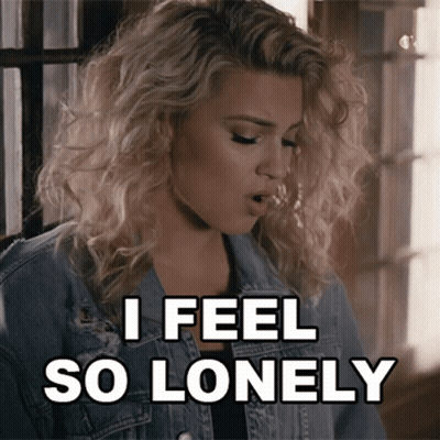 A Woman Says I Feel So Lonely In A Denim Jacket GIF