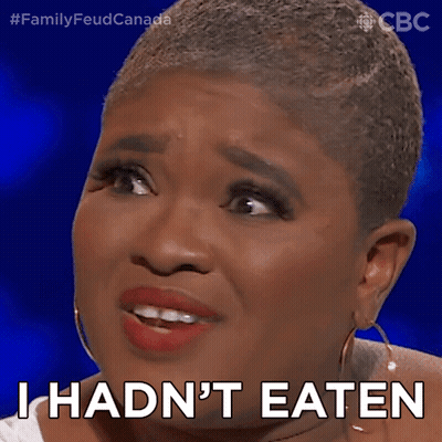 A Woman Says " I Hadn 'T Eaten " On A Blue Background GIF