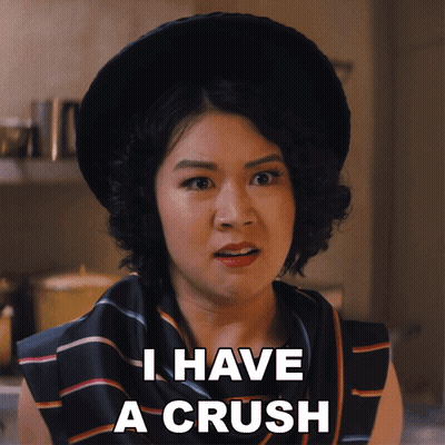 A Woman Says I Have A Crush While Wearing A Black Hat GIF