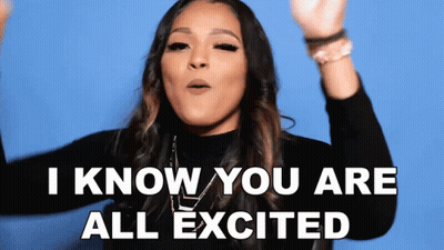 A Woman Says I Know You Are All Excited With Her Hands In The Air GIF