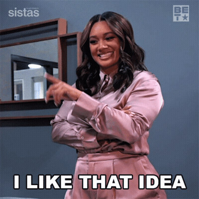 A Woman Says I Like That Idea While Pointing Her Finger GIF