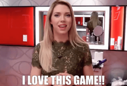 A Woman Says " I Love This Game " In A Bathroom GIF