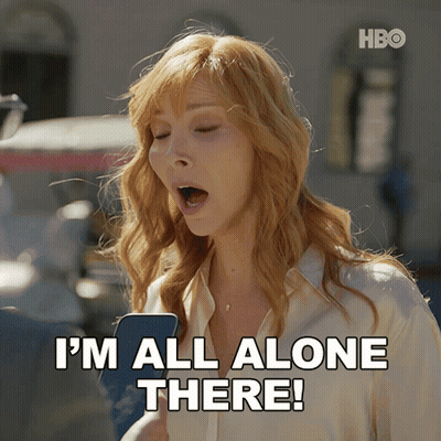 A Woman Says I 'M All Alone There While Looking At Her Cell Phone GIF