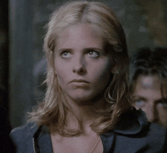 Woman Saying I'm Buffy In Front Of Man GIF