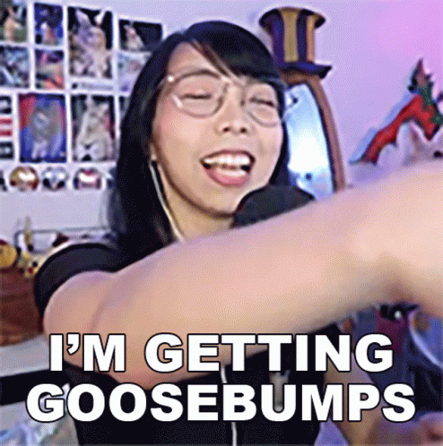 A Woman Says I 'M Getting Goosebumps In Front Of A Mirror GIF