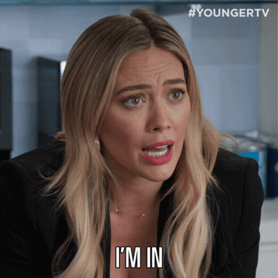 A Woman Says I 'M In In A Younger Tv Ad GIF