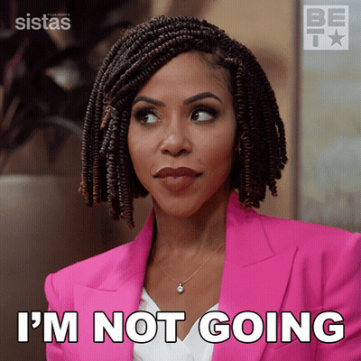 A Woman Says I 'M Not Going In A Pink Jacket GIF
