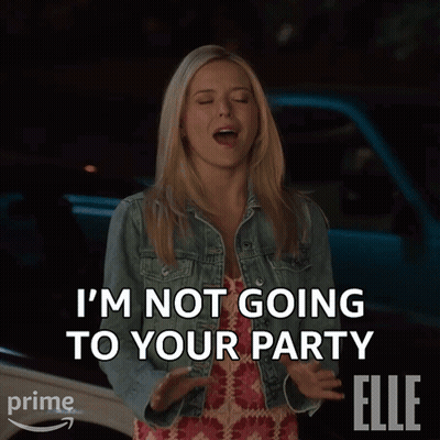 A Woman Says I 'M Not Going To Your Party In Front Of A Car GIF
