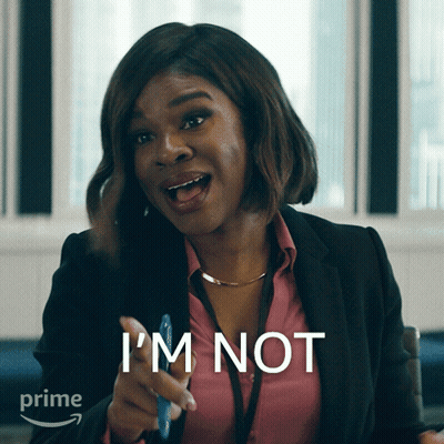 A Woman Says I 'M Not While Pointing At Something GIF