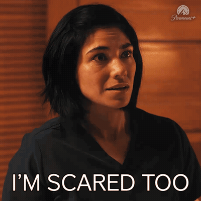 A Woman Says I 'M Scared Too With A Paramount Logo In The Corner GIF