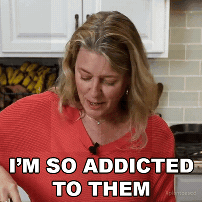A Woman Says " I 'M So Addicted To Them " In A Kitchen GIF
