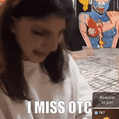A Woman Says I Miss Otc In Front Of A Painting Of A Woman GIF