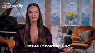 A Woman Says " I Normally Don 'T Do That " In Front Of A Piano GIF