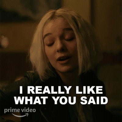 A Woman Says " I Really Like What You Said " On A Prime Video Ad GIF